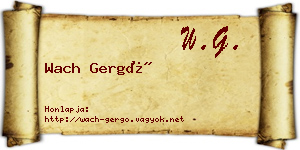 Wach Gergő névjegykártya